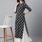 Janasya Women's Black Cotton Floral Printed Casual Straight Kurta | Swadesiicart