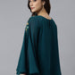 Janasya Women's Teal Blue Georgette Embellished Casual A-Line Top | Swadesiicart