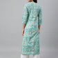 Janasya Women's Mint Green Cotton Floral Printed Casual Straight Kurta | Swadesiicart