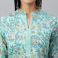 Janasya Women's Mint Green Cotton Floral Printed Casual Straight Kurta | Swadesiicart