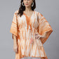 Janasya Women's Rust Cotton Tie dye Kaftan Kaftan Tunic | Swadesiicart