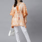 Janasya Women's Rust Cotton Tie dye Kaftan Kaftan Tunic | Swadesiicart