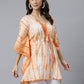 Janasya Women's Rust Cotton Tie dye Kaftan Kaftan Tunic | Swadesiicart