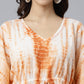 Janasya Women's Rust Cotton Tie dye Kaftan Kaftan Tunic | Swadesiicart