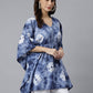 Janasya Women's Navy Blue Cotton Tie dye Kaftan Kaftan Tunic | Swadesiicart