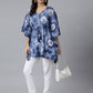 Janasya Women's Navy Blue Cotton Tie dye Kaftan Kaftan Tunic | Swadesiicart