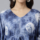 Janasya Women's Navy Blue Cotton Tie dye Kaftan Kaftan Tunic | Swadesiicart