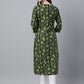 Indian Clothing Janasya Women's Dark Green Cotton Floral Printed Casual Straight Kurta | Swadesiicart