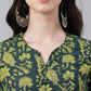 Indian Clothing Janasya Women's Dark Green Cotton Floral Printed Casual Straight Kurta | Swadesiicart