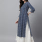 Janasya Women's Indigo Cotton Zig Zag Printed Casual Straight Kurta | Swadesiicart