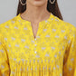 Janasya Women's Mustard Cotton Botanical Printed Casual Flared Kurta | Swadesiicart