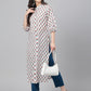 Janasya Women's White Cotton Floral Printed Casual Straight Kurta | Swadesiicart