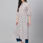 Janasya Women's White Cotton Floral Printed Casual Straight Kurta | Swadesiicart
