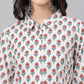 Janasya Women's White Cotton Floral Printed Casual Straight Kurta | Swadesiicart