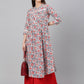 Janasya Women's White Cotton Floral Printed Casual Flared Kurta | Swadesiicart