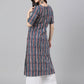 Janasya Women's Navy Blue Cotton Geometric Printed Casual Straight Kurta - Swadesiicart