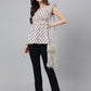 Janasya Women's White Cotton Floral Print Flared Top | Swadesiicart