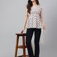 Janasya Women's White Cotton Floral Print Flared Top | Swadesiicart