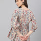 Janasya Women's Beige Cotton Floral Print Peplum Top | Swadesiicart