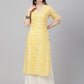 Janasya Women's Yellow Cambric Cotton Printed Casual Straight Kurta | Swadesiicart