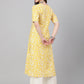 Janasya Women's Yellow Cambric Cotton Printed Casual Straight Kurta | Swadesiicart