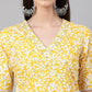 Janasya Women's Yellow Cambric Cotton Printed Casual Straight Kurta | Swadesiicart
