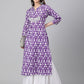 Janasya Women's Purple Cotton Batik Printed Casual Straight Kurta | Swadesiicart