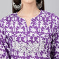 Janasya Women's Purple Cotton Batik Printed Casual Straight Kurta | Swadesiicart