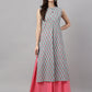 Janasya Women's Aqua Blue Cotton Botanical Printed Casual Straight Kurta | Swadesiicart