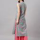 Janasya Women's Aqua Blue Cotton Botanical Printed Casual Straight Kurta | Swadesiicart