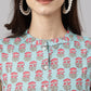 Janasya Women's Aqua Blue Cotton Botanical Printed Casual Straight Kurta | Swadesiicart