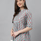 Janasya Women's Aqua Blue Cotton Floral Print A-Line Top | Swadesiicart