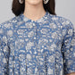 Janasya Women's Blue Cotton Floral Print Flared Top | Swadesiicart