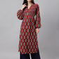 Janasya Women's Maroon Cotton Floral Printed Casual Flared Kurta - Swadesiicart