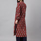 Janasya Women's Maroon Cotton Floral Printed Casual Flared Kurta - Swadesiicart