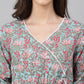 Janasya Women's Aqua Blue Cotton Floral Print Peplum Top | Swadesiicart