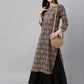 Janasya Women's Black Cotton Paisley Printed Casual Straight Kurta | Swadesiicart