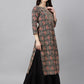 Janasya Women's Black Cotton Paisley Printed Casual Straight Kurta | Swadesiicart