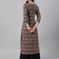 Janasya Women's Black Cotton Paisley Printed Casual Straight Kurta | Swadesiicart