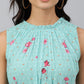 Janasya Women's Sea Green Dobby Georgette Floral Printed Tiered Western Dress | Swadesiicart