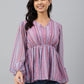 Janasya Women's Pink Dobby Georgette Digital Print Peplum Top | Swadesiicart