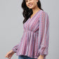 Janasya Women's Pink Dobby Georgette Digital Print Peplum Top | Swadesiicart