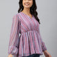 Janasya Women's Pink Dobby Georgette Digital Print Peplum Top | Swadesiicart