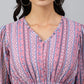 Janasya Women's Pink Dobby Georgette Digital Print Peplum Top | Swadesiicart