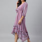 Janasya Women's Pink Dobby Georgette Digital Print High Low Western Dress | Swadesiicart