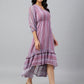 Janasya Women's Pink Dobby Georgette Digital Print High Low Western Dress | Swadesiicart