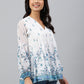 Janasya Women's White Georgette Digital Print Flared Top | Swadesiicart