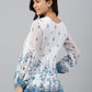 Janasya Women's White Georgette Digital Print Flared Top | Swadesiicart