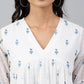 Janasya Women's White Georgette Digital Print Flared Top | Swadesiicart