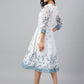 Janasya Women's White Georgette Digital Printed Flared Western Dress | Swadesiicart
